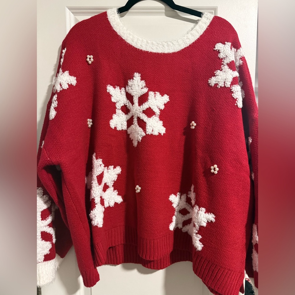Festive Red Snowflake Sweater
